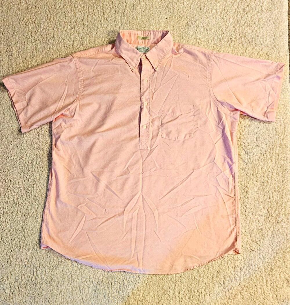 VTG Cable Car Clothiers Mens XXL Pink Oxford SS Popover Shirt USA Made